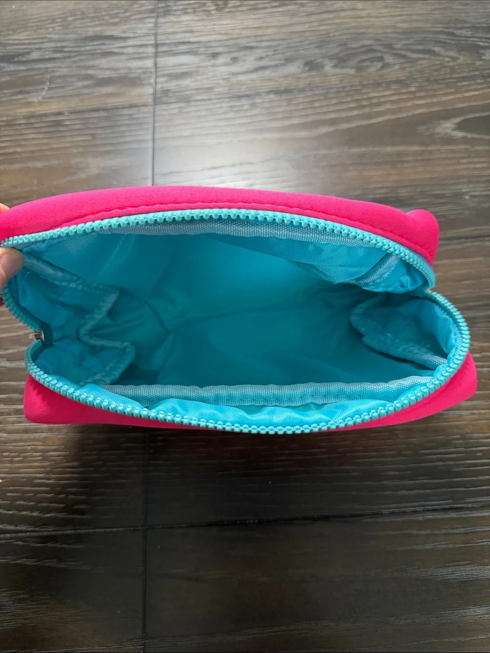 Bright Pink Cosmetic Pouch Aqua Zipper Tula brand neoprene durable toiletries